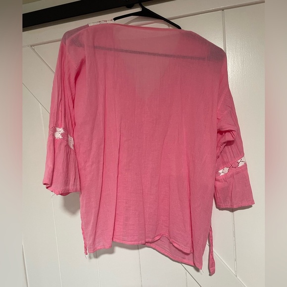 Pink Crochet Trim Women's Top - Picture 3 of 4